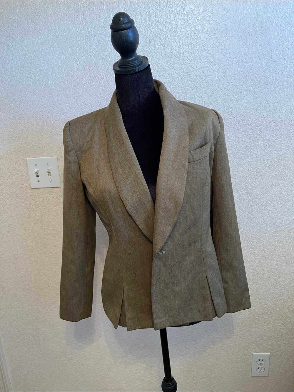 Petite Sophisticate Olive Shawl Collar Blazer
